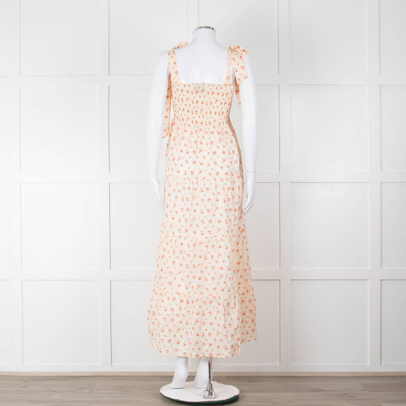 Ridley Yellow Peach Floral Sleeveless Cotton Maxi Dress