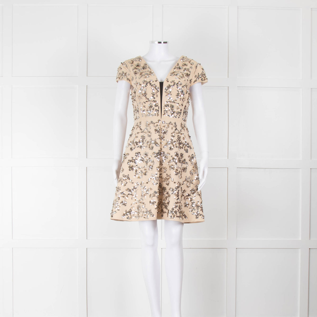 Rebecca Taylor Beige Sequin Mini Dress
