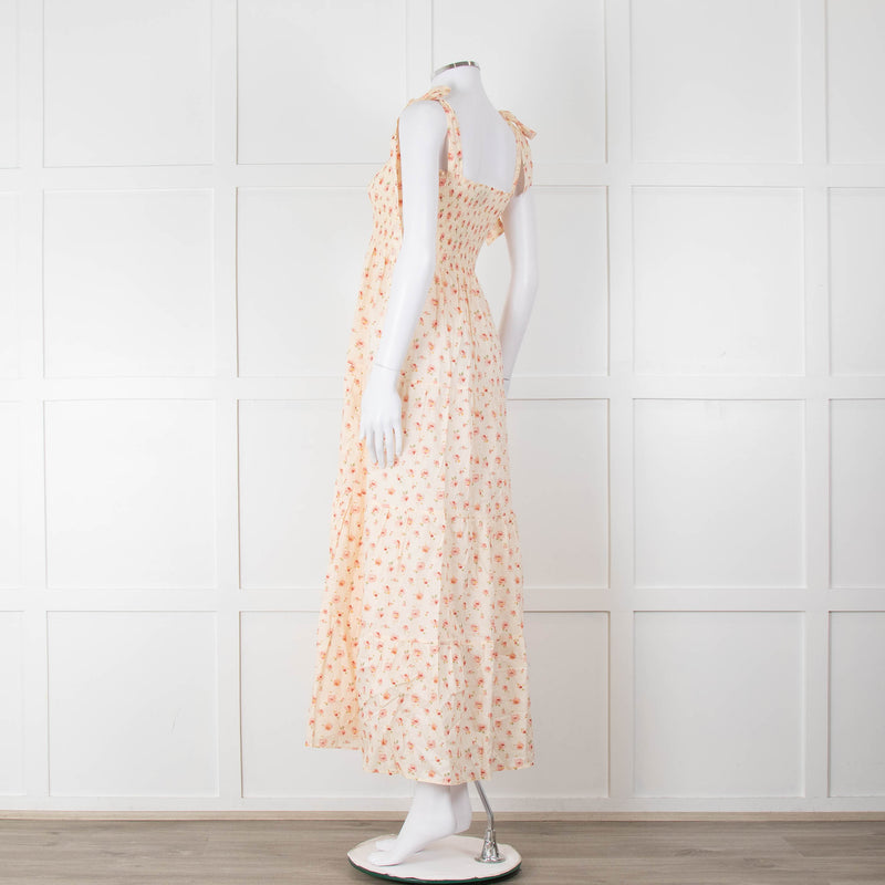 Ridley Yellow Peach Floral Sleeveless Cotton Maxi Dress