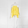 Alice + Olivia Yellow  Pompom Trim Shoe String Strap Top