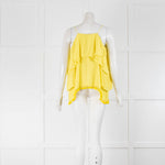 Alice + Olivia Yellow  Pompom Trim Shoe String Strap Top