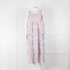 LoveShackFancy White Pink Floral Cotton Sleeveless Sun Dress