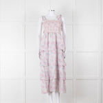 LoveShackFancy White Pink Floral Cotton Sleeveless Sun Dress