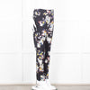 Erdem Dark Navy Cream Pink Yellow Floral Multi Print Trousers