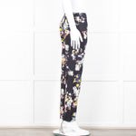 Erdem Dark Navy Cream Pink Yellow Floral Multi Print Trousers