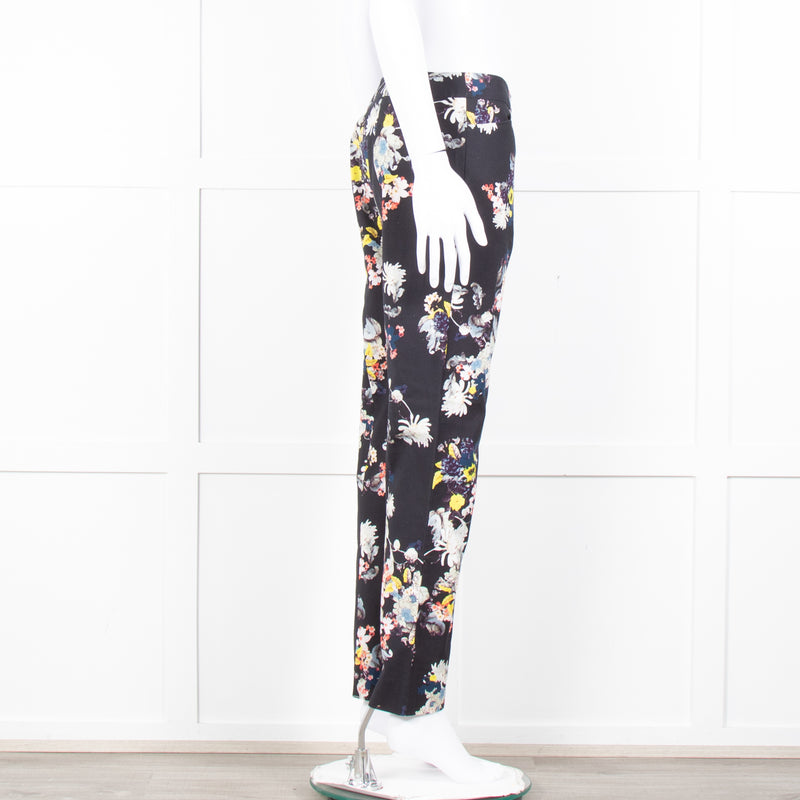 Erdem Dark Navy Cream Pink Yellow Floral Multi Print Trousers
