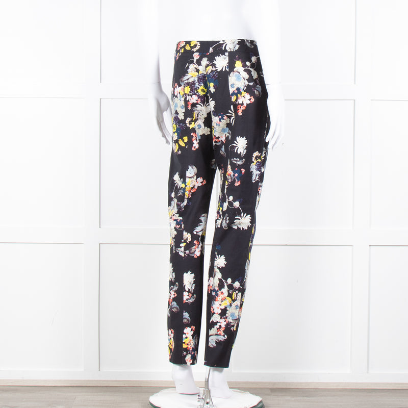 Erdem Dark Navy Cream Pink Yellow Floral Multi Print Trousers