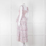 LoveShackFancy White Pink Floral Cotton Sleeveless Sun Dress