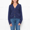 White + Warren Blue Cotton Button Up Cardigan