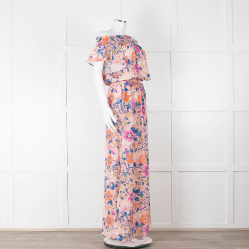 Ridley Pale Pink Blue Purple Floral Sleeveless Maxi Dress