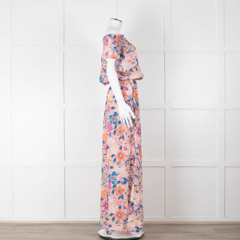 Ridley Pale Pink Blue Purple Floral Sleeveless Maxi Dress