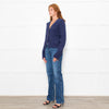 White + Warren Blue Cotton Button Up Cardigan