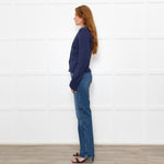 White + Warren Blue Cotton Button Up Cardigan