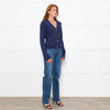 White + Warren Blue Cotton Button Up Cardigan