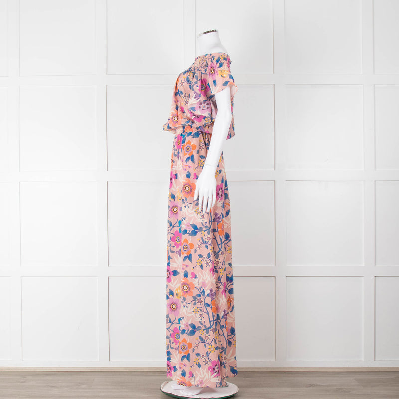 Ridley Pale Pink Blue Purple Floral Sleeveless Maxi Dress