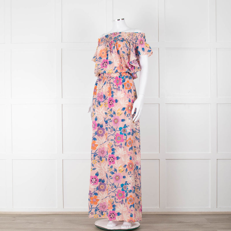 Ridley Pale Pink Blue Purple Floral Sleeveless Maxi Dress