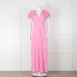 LoveShackFancy Pink On Pink Print Lace Trim Maxi Dress