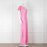 LoveShackFancy Pink On Pink Print Lace Trim Maxi Dress