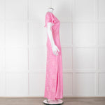 LoveShackFancy Pink On Pink Print Lace Trim Maxi Dress