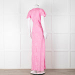 LoveShackFancy Pink On Pink Print Lace Trim Maxi Dress