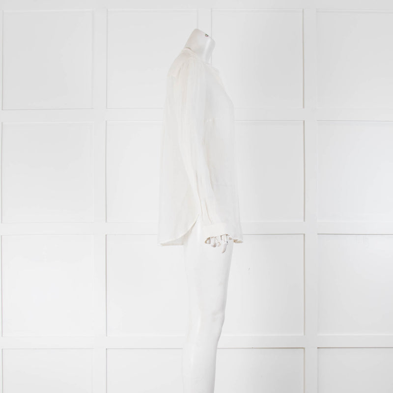 Joseph Cream Front Panel Mandarin Collar Shirt