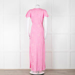 LoveShackFancy Pink On Pink Print Lace Trim Maxi Dress