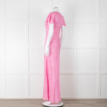 LoveShackFancy Pink On Pink Print Lace Trim Maxi Dress