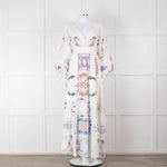 Fillyboo White Multi Colour Embroidered Maxi Dress