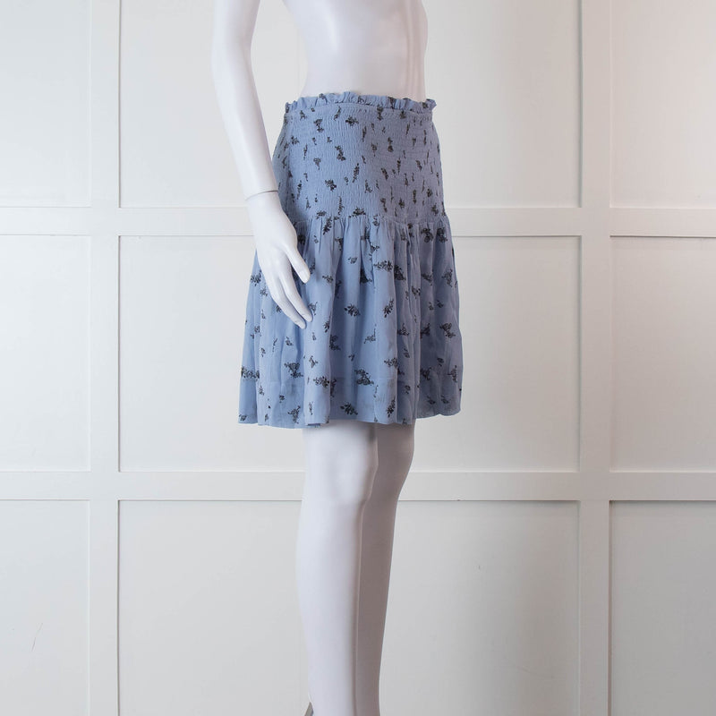 Ganni Blue Smock Waist Mini Skirt