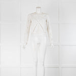 The Kooples White Lace Long Sleeve Zip Back Short Top
