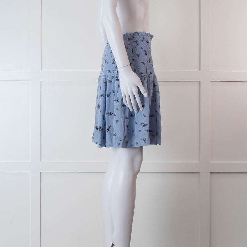 Ganni Blue Smock Waist Mini Skirt