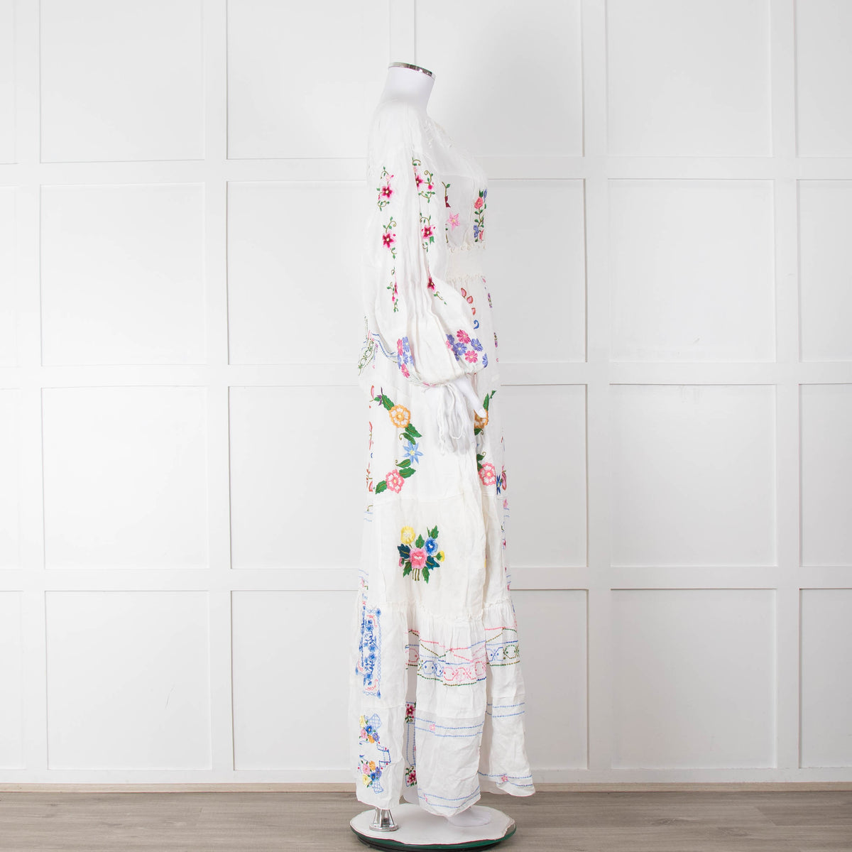 Fillyboo White Multi Colour Embroidered Maxi Dress