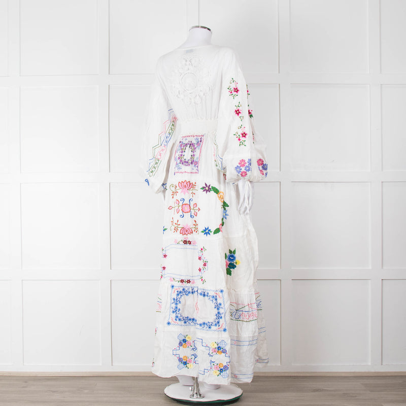 Fillyboo White Multi Colour Embroidered Maxi Dress