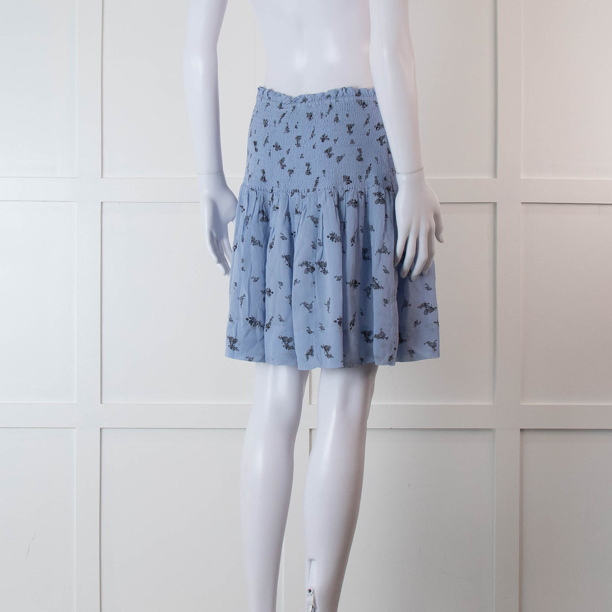 Ganni Blue Smock Waist Mini Skirt