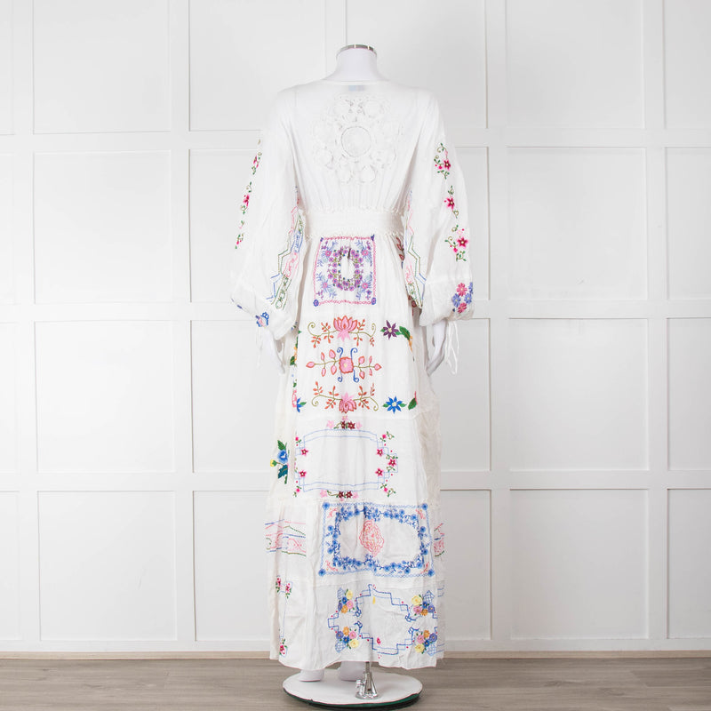 Fillyboo White Multi Colour Embroidered Maxi Dress