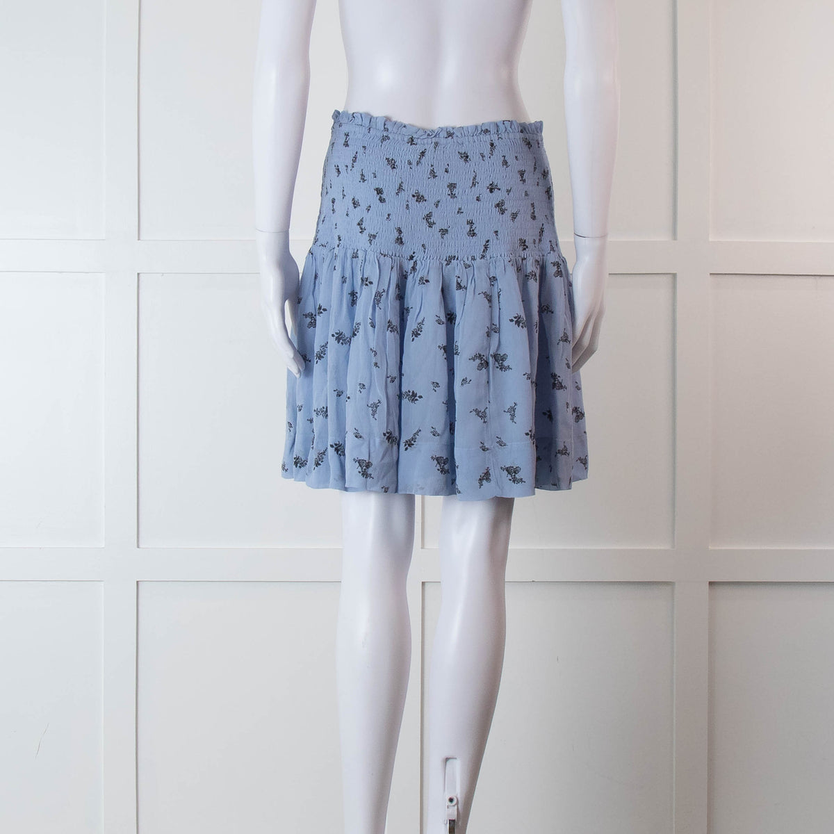 Ganni Blue Smock Waist Mini Skirt