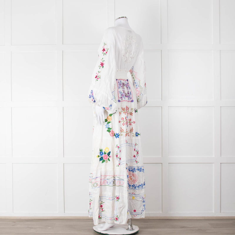 Fillyboo White Multi Colour Embroidered Maxi Dress