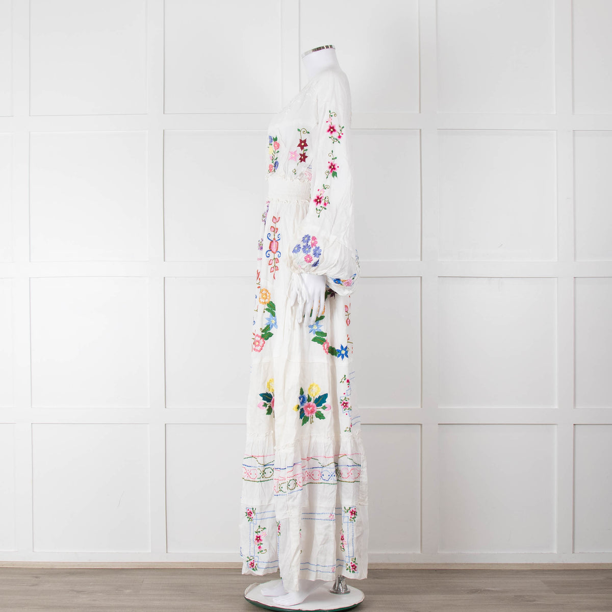 Fillyboo White Multi Colour Embroidered Maxi Dress