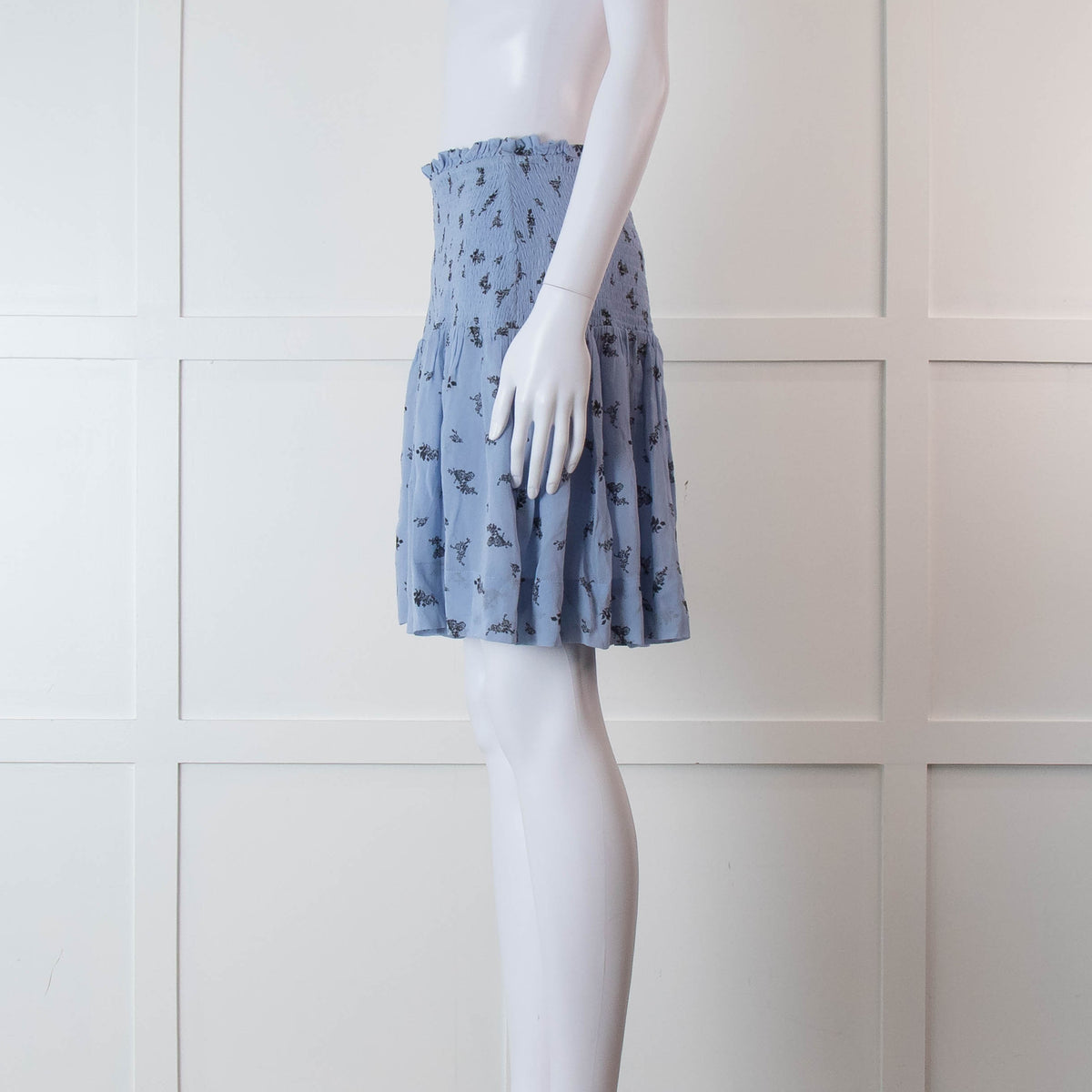 Ganni Blue Smock Waist Mini Skirt
