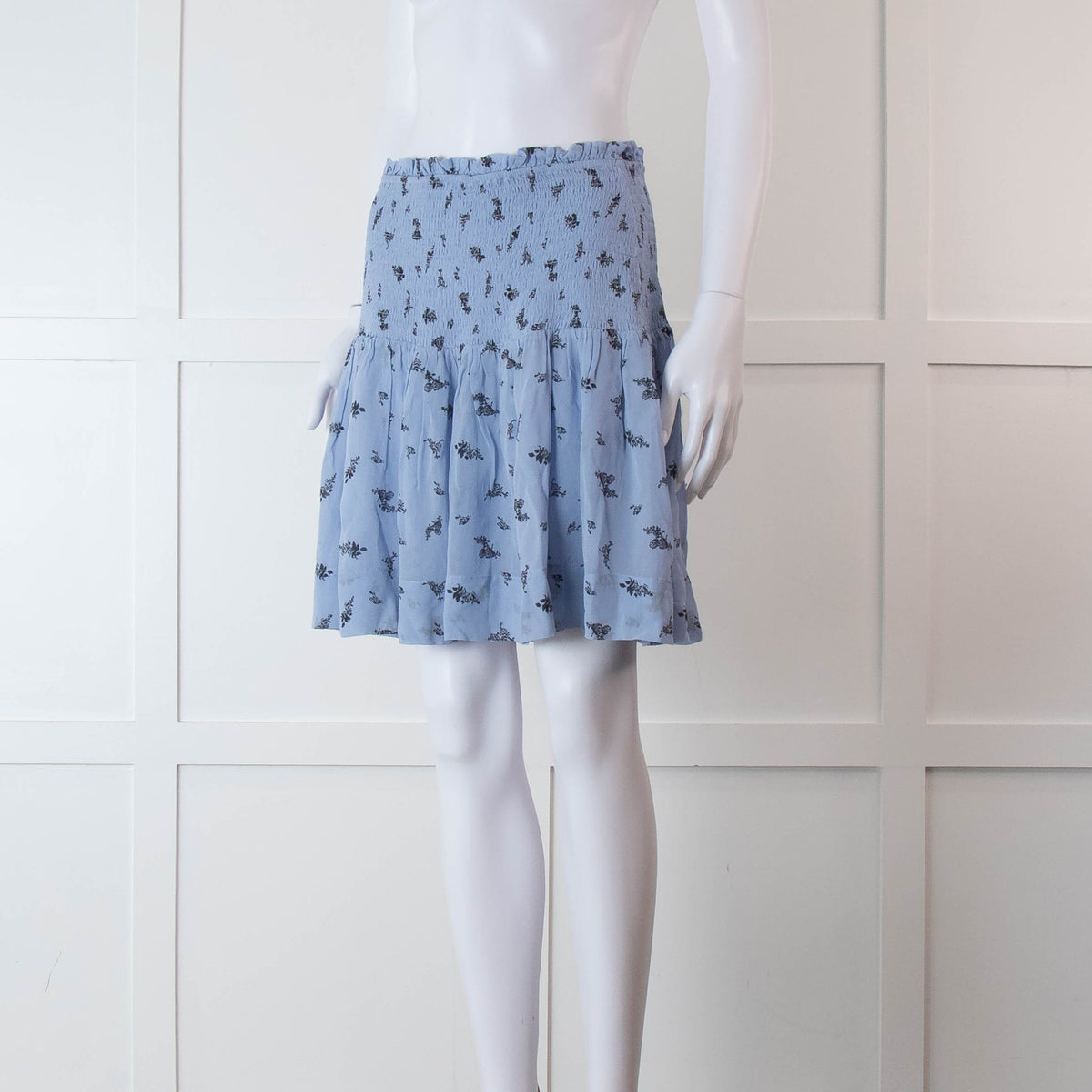 Ganni Blue Smock Waist Mini Skirt