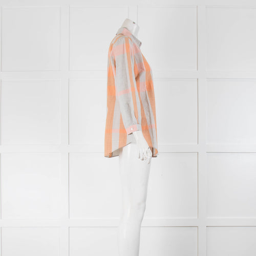 Burberry Brit Orange Grey Cotton Long Sleeve Shirt