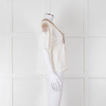 By Malene Birger Cream Beige Gold Embroidered Short Sleeve Top