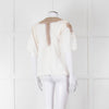 By Malene Birger Cream Beige Gold Embroidered Short Sleeve Top