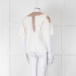 By Malene Birger Cream Beige Gold Embroidered Short Sleeve Top