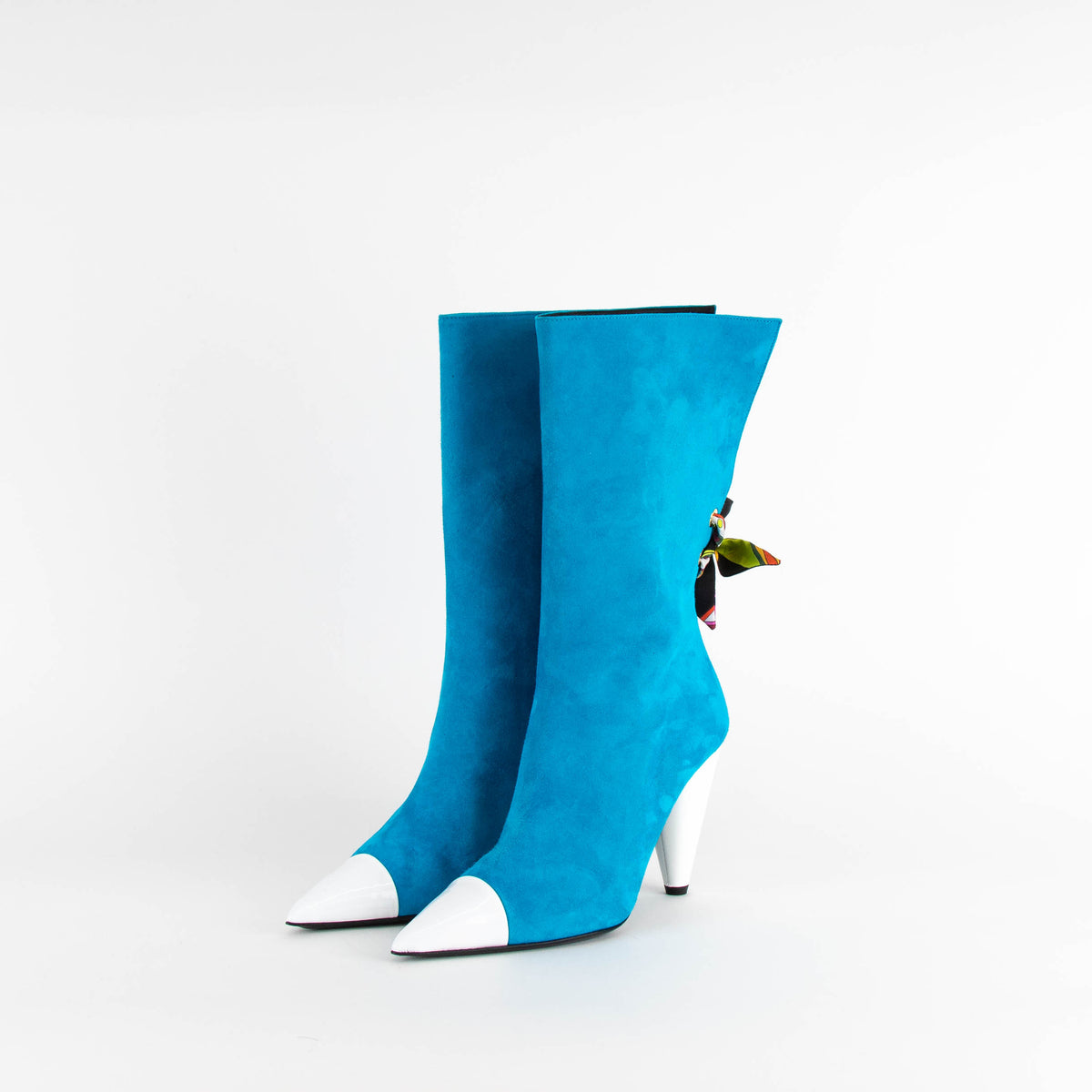 Emilio Pucci Turquoise Suede Pointed Boots