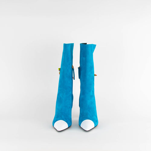 Emilio Pucci Turquoise Suede Pointed Boots