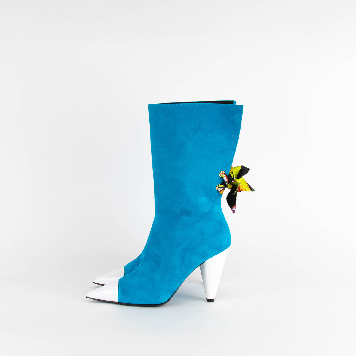 Emilio Pucci Turquoise Suede Pointed Boots