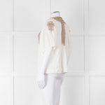 By Malene Birger Cream Beige Gold Embroidered Short Sleeve Top