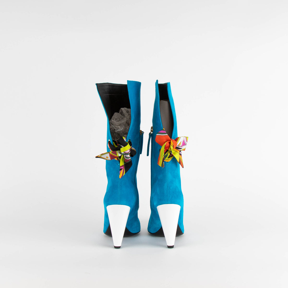 Emilio Pucci Turquoise Suede Pointed Boots