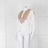 By Malene Birger Cream Beige Gold Embroidered Short Sleeve Top